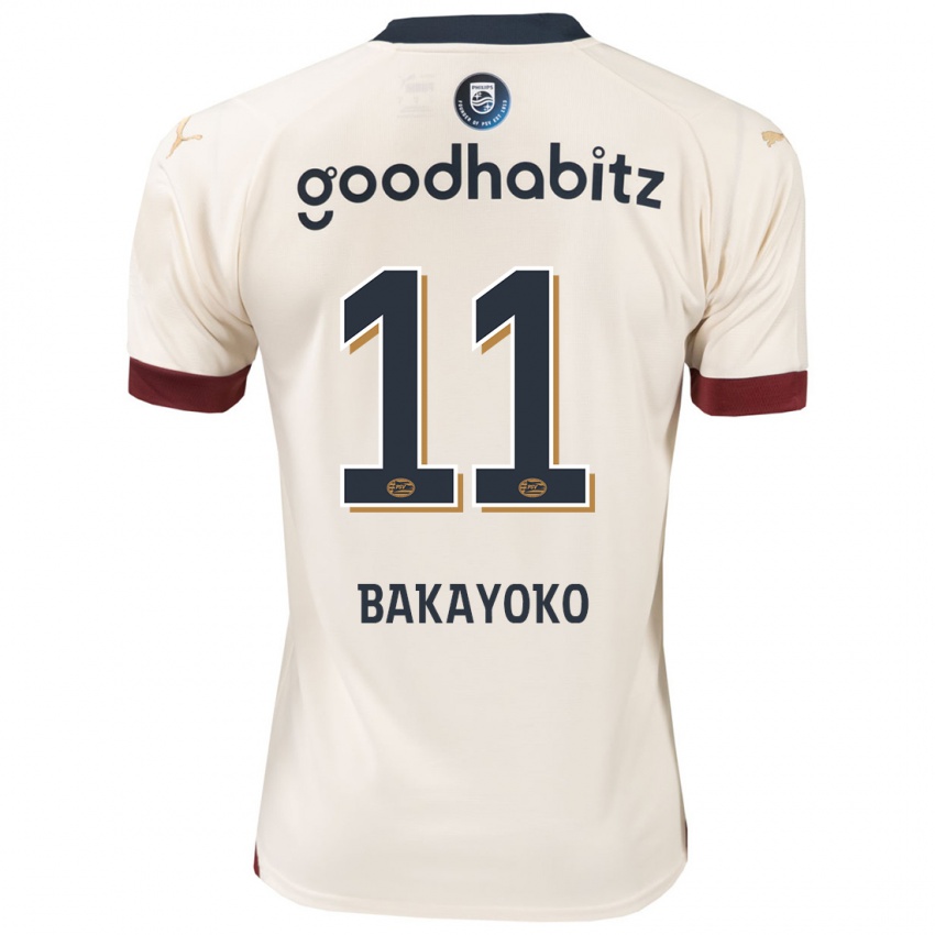 Børn Johan Bakayoko #11 Råhvid Udebane Spillertrøjer 2023/24 Trøje T-Shirt