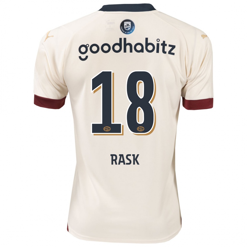 Børn Caroline Rask #18 Råhvid Udebane Spillertrøjer 2023/24 Trøje T-Shirt