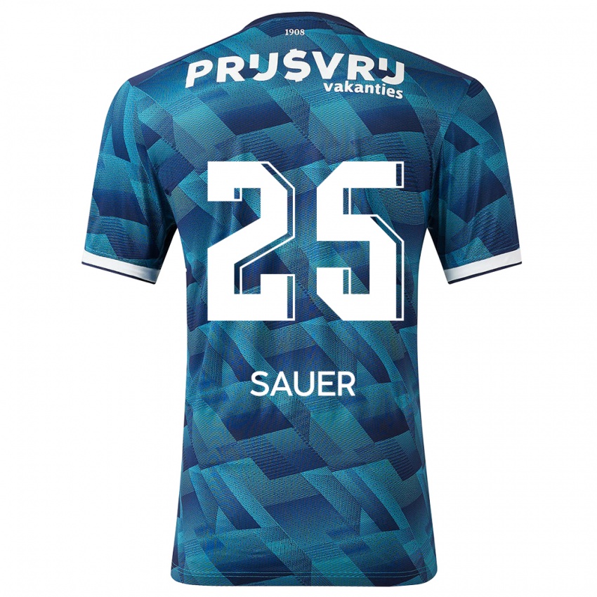 Børn Leo Sauer #25 Blå Udebane Spillertrøjer 2023/24 Trøje T-Shirt
