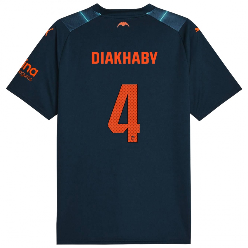 Børn Mouctar Diakhaby #4 Marineblå Udebane Spillertrøjer 2023/24 Trøje T-Shirt