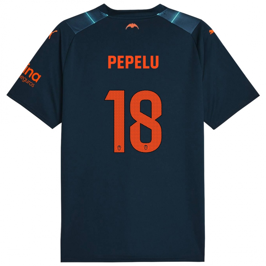 Børn Pepelu #18 Marineblå Udebane Spillertrøjer 2023/24 Trøje T-Shirt