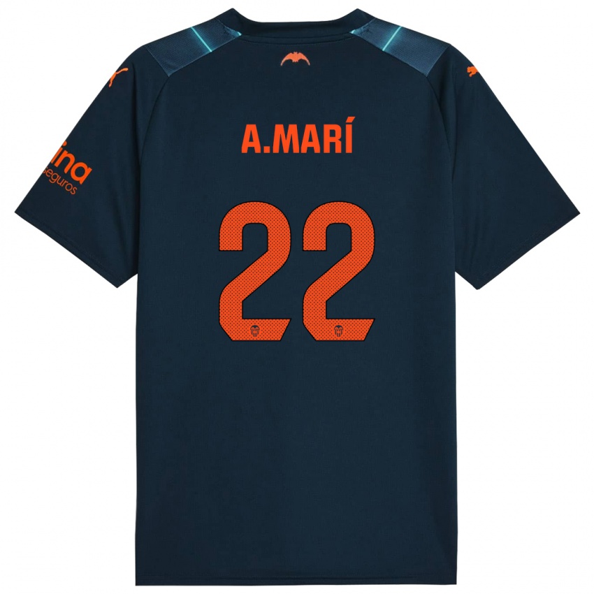 Børn Alberto Marí #22 Marineblå Udebane Spillertrøjer 2023/24 Trøje T-Shirt