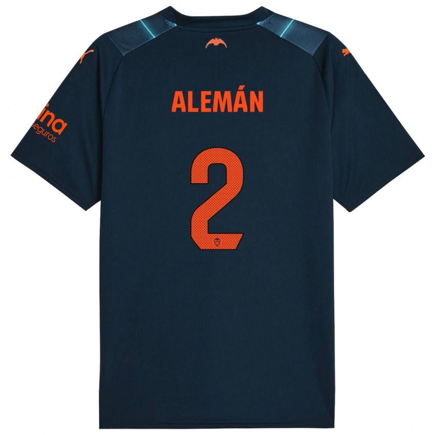 Børn Carlos Alemán #2 Marineblå Udebane Spillertrøjer 2023/24 Trøje T-Shirt
