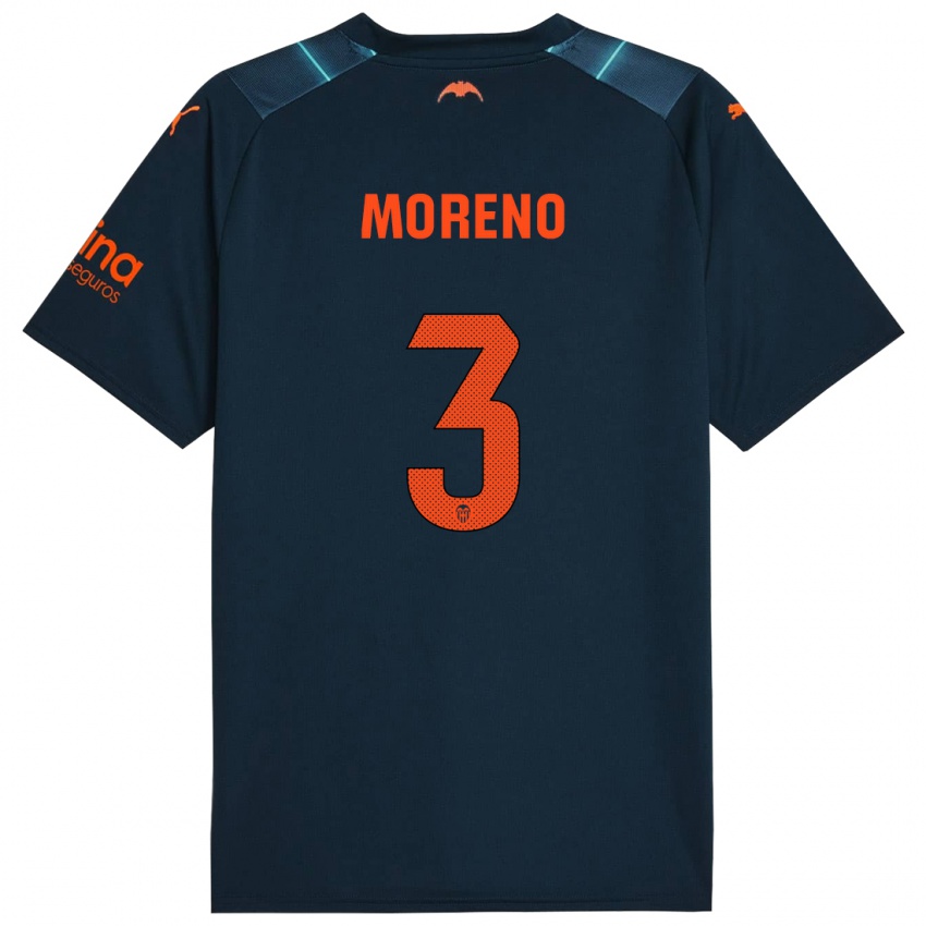 Børn Diego Moreno #3 Marineblå Udebane Spillertrøjer 2023/24 Trøje T-Shirt