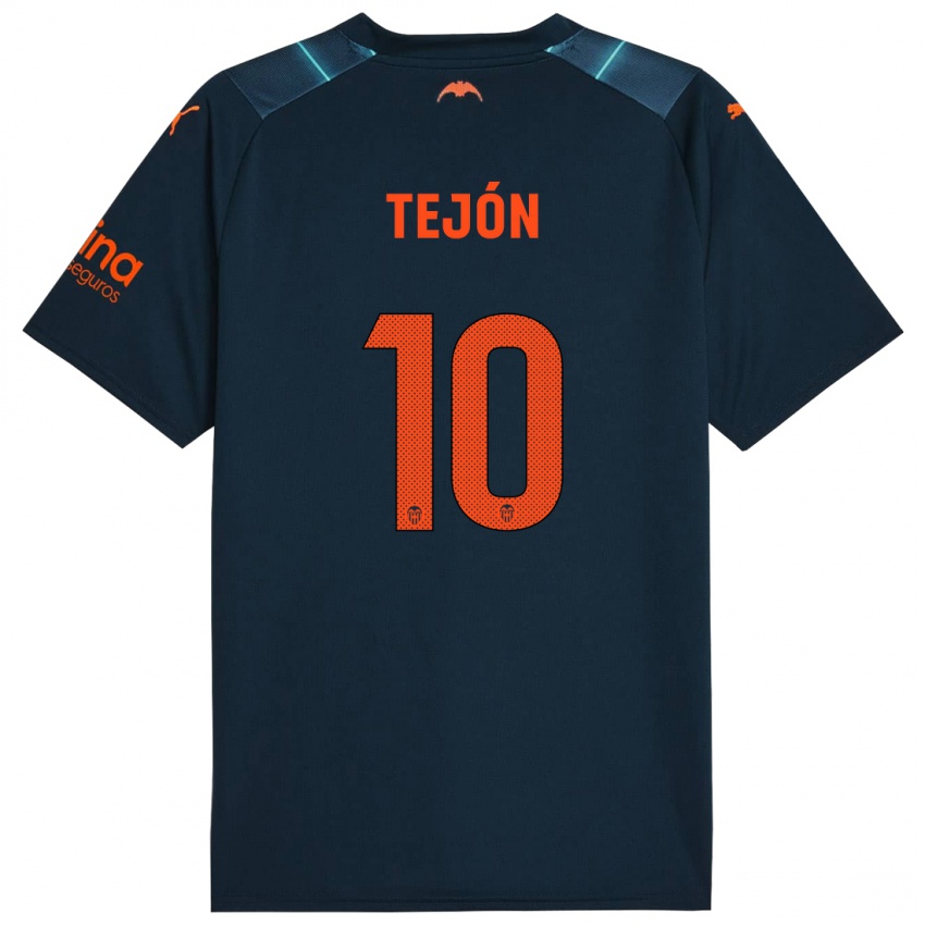 Børn Martín Tejón #10 Marineblå Udebane Spillertrøjer 2023/24 Trøje T-Shirt