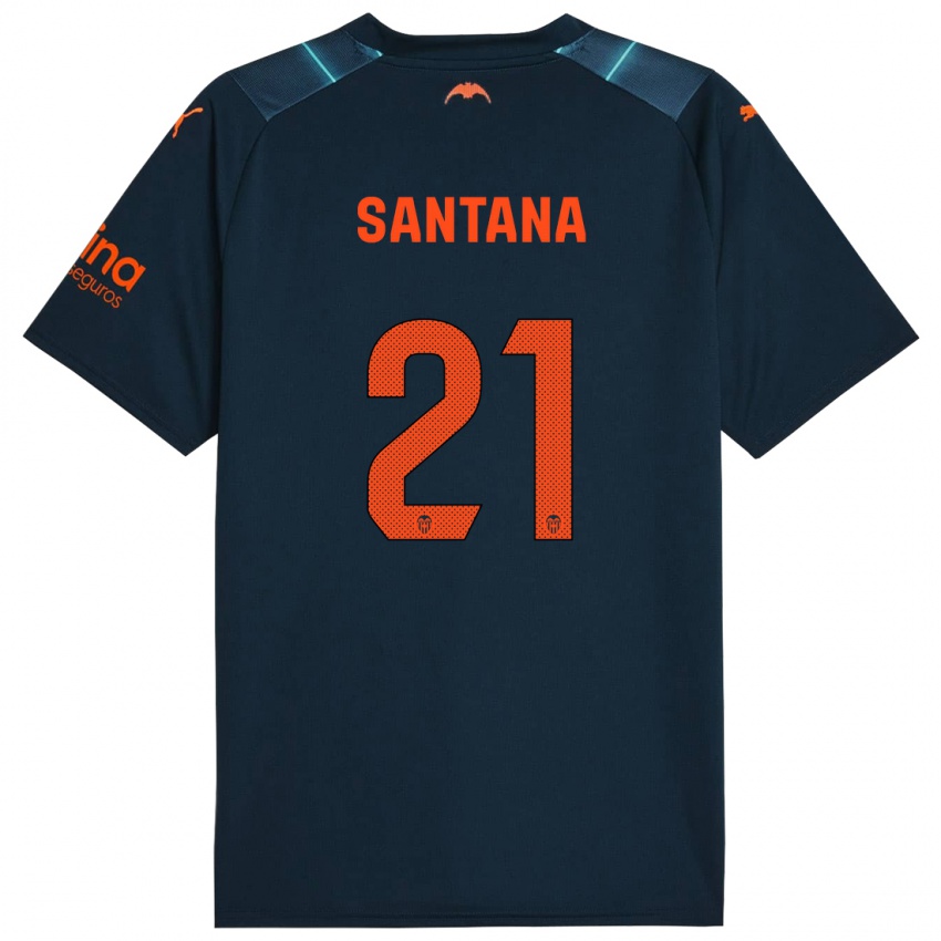 Børn Ismael Santana #21 Marineblå Udebane Spillertrøjer 2023/24 Trøje T-Shirt
