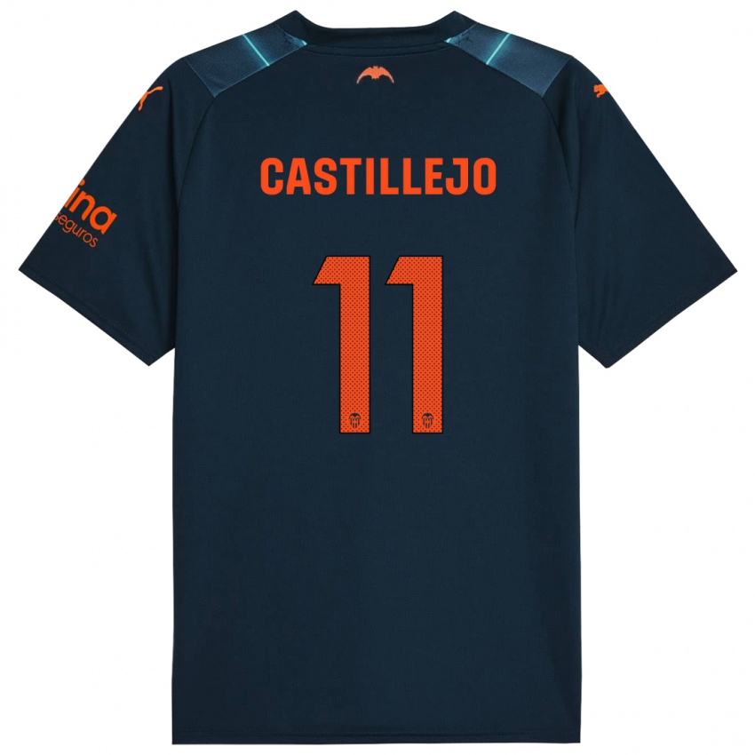 Børn Samu Castillejo #11 Marineblå Udebane Spillertrøjer 2023/24 Trøje T-Shirt