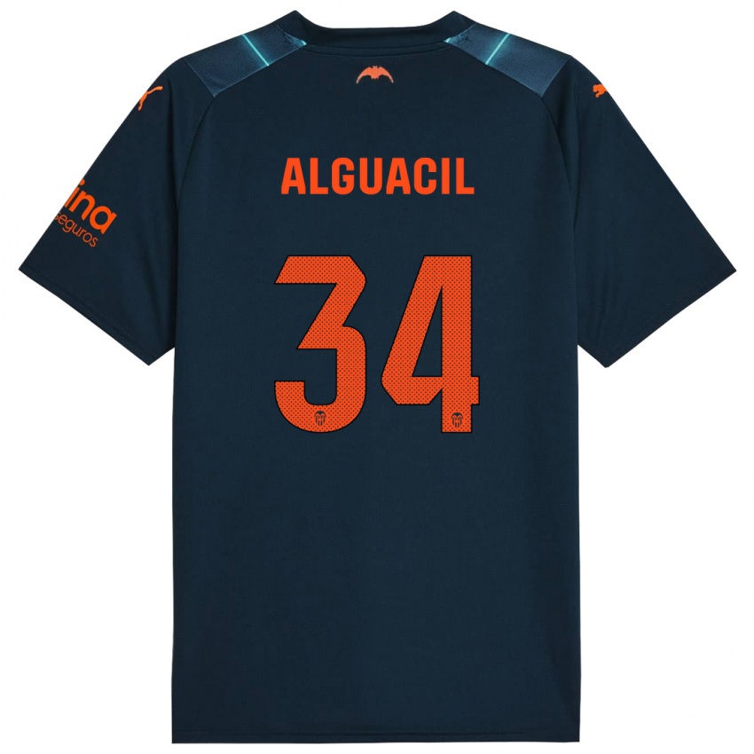 Børn Ainhoa Alguacil #34 Marineblå Udebane Spillertrøjer 2023/24 Trøje T-Shirt