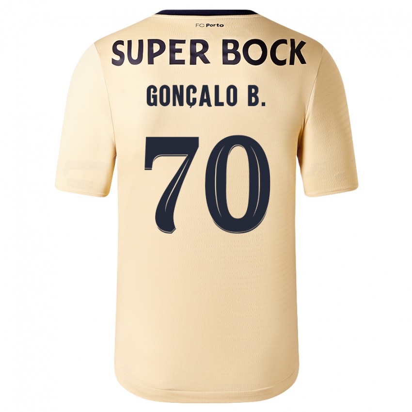 Børn Goncalo Borges #70 Beige-Guld Udebane Spillertrøjer 2023/24 Trøje T-Shirt