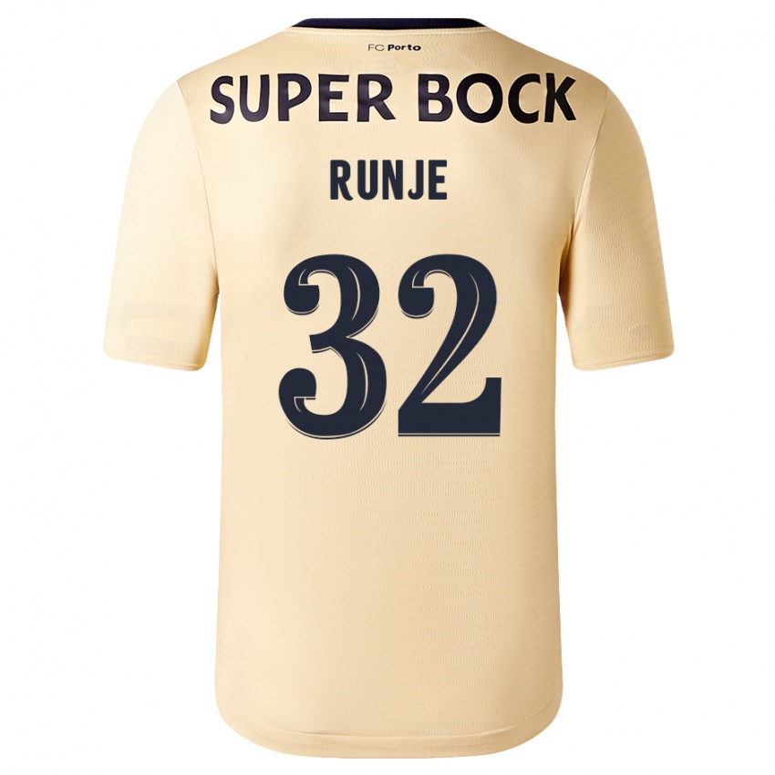 Børn Roko Runje #32 Beige-Guld Udebane Spillertrøjer 2023/24 Trøje T-Shirt