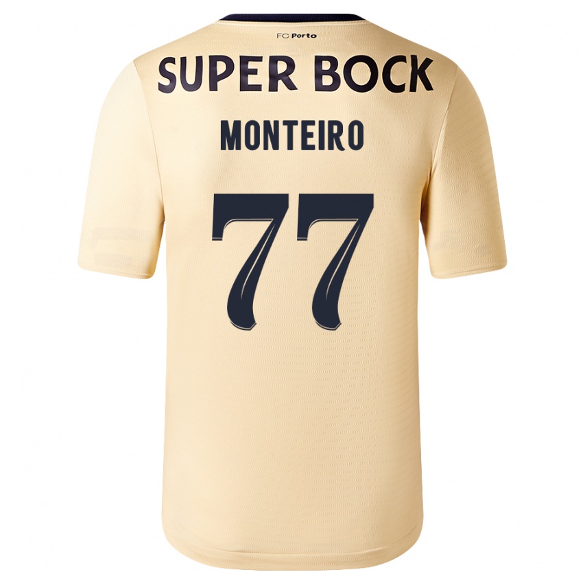 Børn Rui Monteiro #77 Beige-Guld Udebane Spillertrøjer 2023/24 Trøje T-Shirt