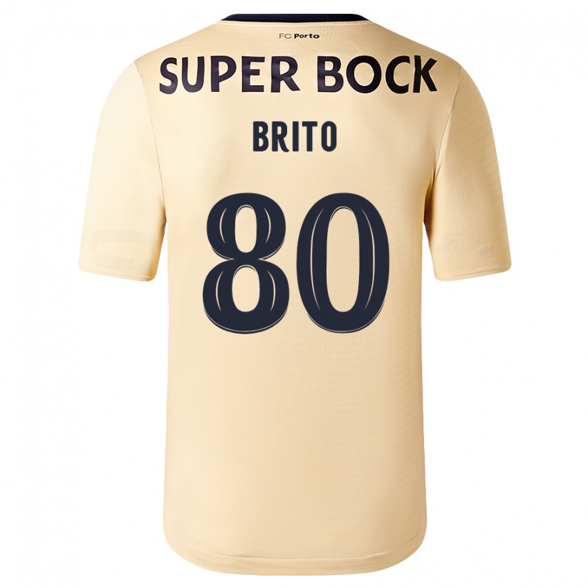 Børn Luan Brito #80 Beige-Guld Udebane Spillertrøjer 2023/24 Trøje T-Shirt