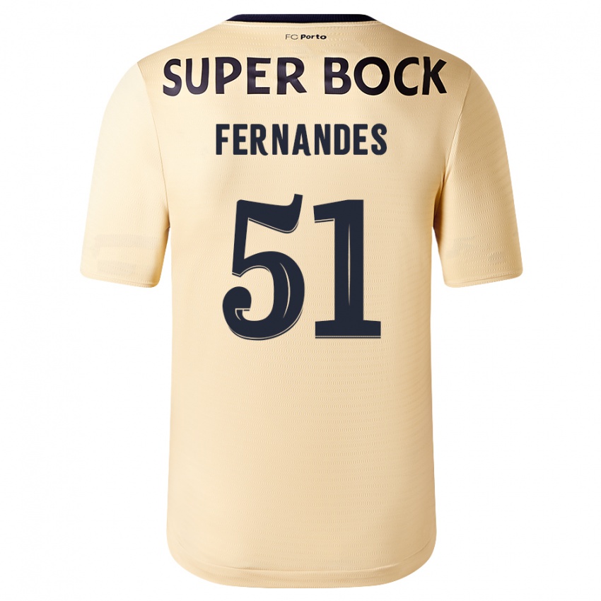 Børn Diogo Fernandes #51 Beige-Guld Udebane Spillertrøjer 2023/24 Trøje T-Shirt