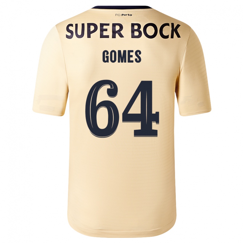 Børn Luís Gomes #64 Beige-Guld Udebane Spillertrøjer 2023/24 Trøje T-Shirt