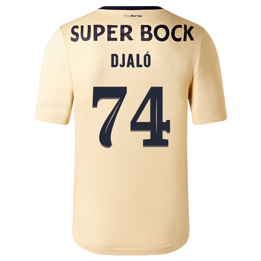 Børn Ussumane Djaló #74 Beige-Guld Udebane Spillertrøjer 2023/24 Trøje T-Shirt