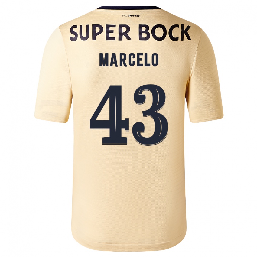 Børn Joao Marcelo #43 Beige-Guld Udebane Spillertrøjer 2023/24 Trøje T-Shirt
