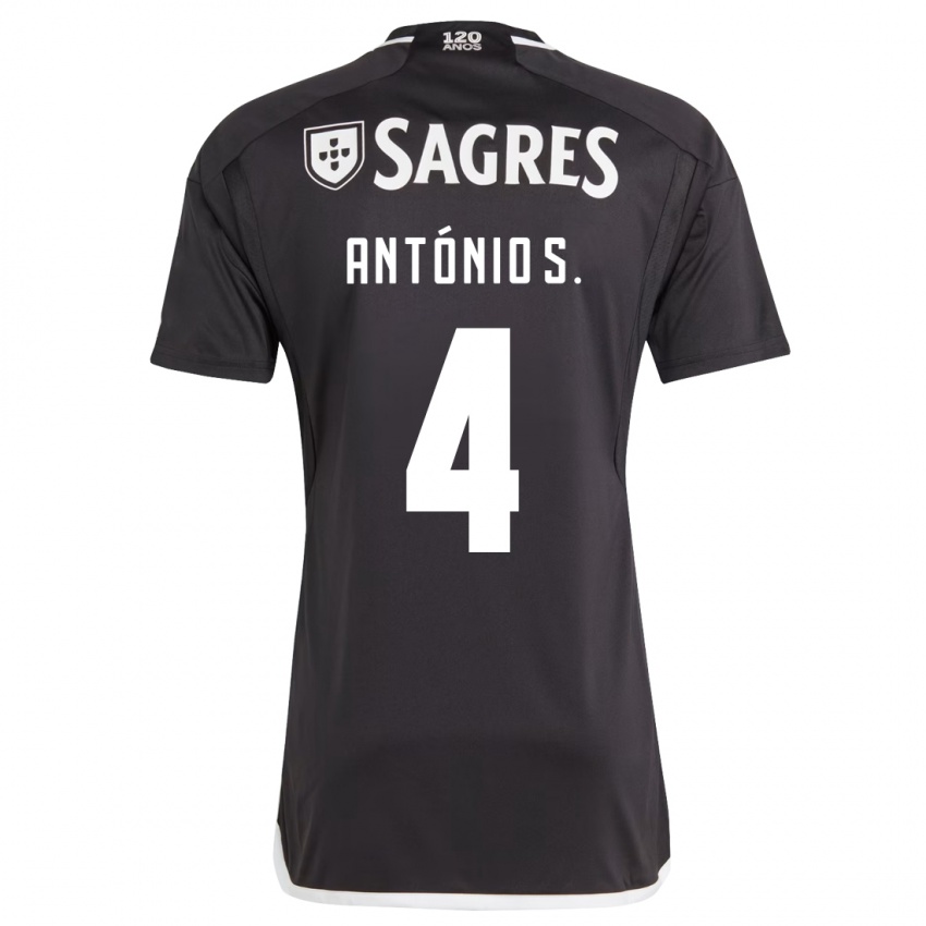 Børn António Silva #4 Sort Udebane Spillertrøjer 2023/24 Trøje T-Shirt