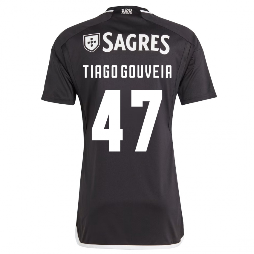 Børn Tiago Gouveia #47 Sort Udebane Spillertrøjer 2023/24 Trøje T-Shirt