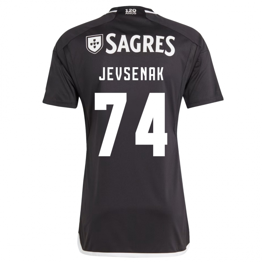 Børn Zan Jevsenak #74 Sort Udebane Spillertrøjer 2023/24 Trøje T-Shirt