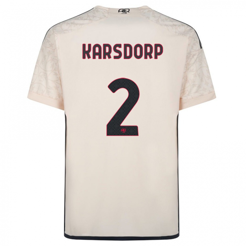 Børn Rick Karsdorp #2 Råhvid Udebane Spillertrøjer 2023/24 Trøje T-Shirt