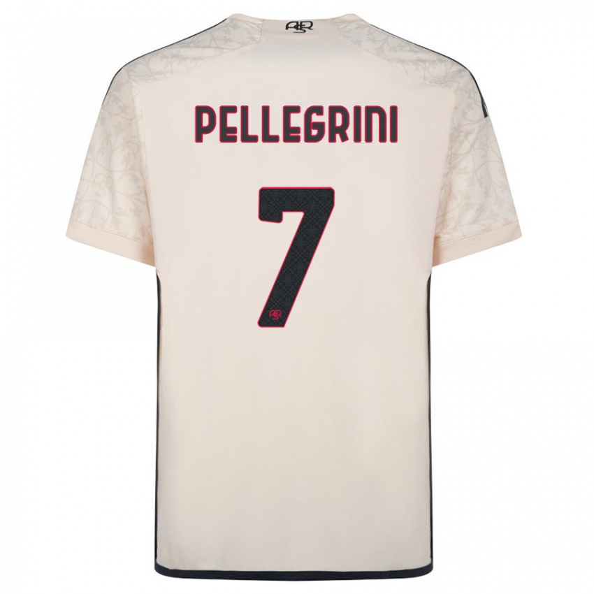 Børn Lorenzo Pellegrini #7 Råhvid Udebane Spillertrøjer 2023/24 Trøje T-Shirt