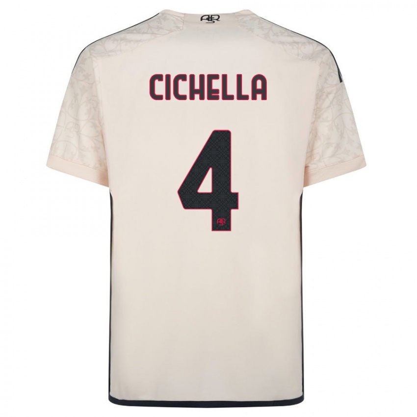 Børn Matteo Cichella #4 Råhvid Udebane Spillertrøjer 2023/24 Trøje T-Shirt