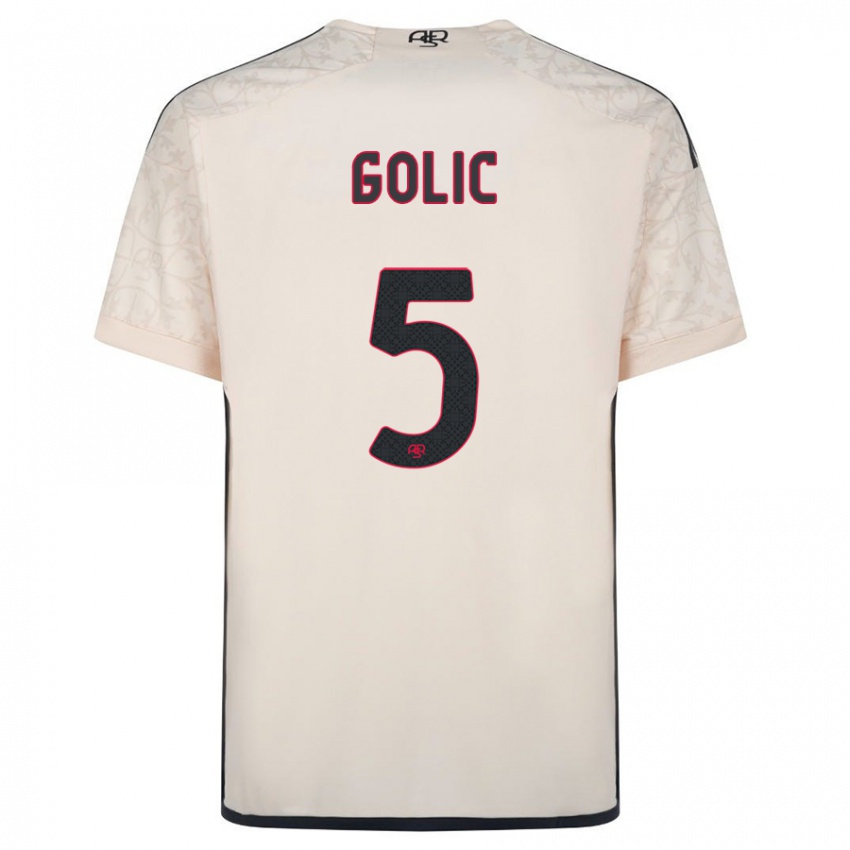 Børn Lovro Golic #5 Råhvid Udebane Spillertrøjer 2023/24 Trøje T-Shirt