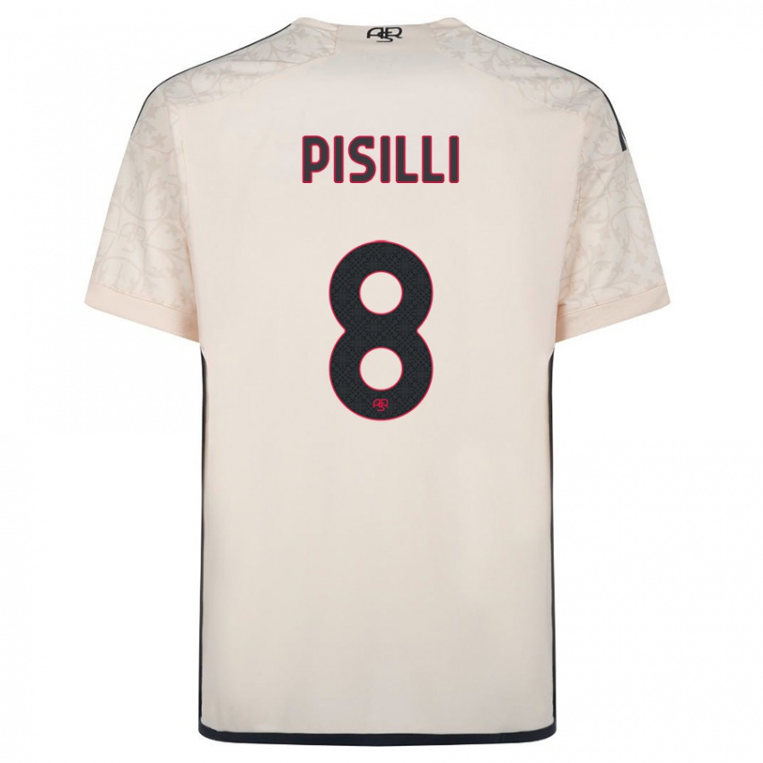 Børn Niccolo Pisilli #8 Råhvid Udebane Spillertrøjer 2023/24 Trøje T-Shirt