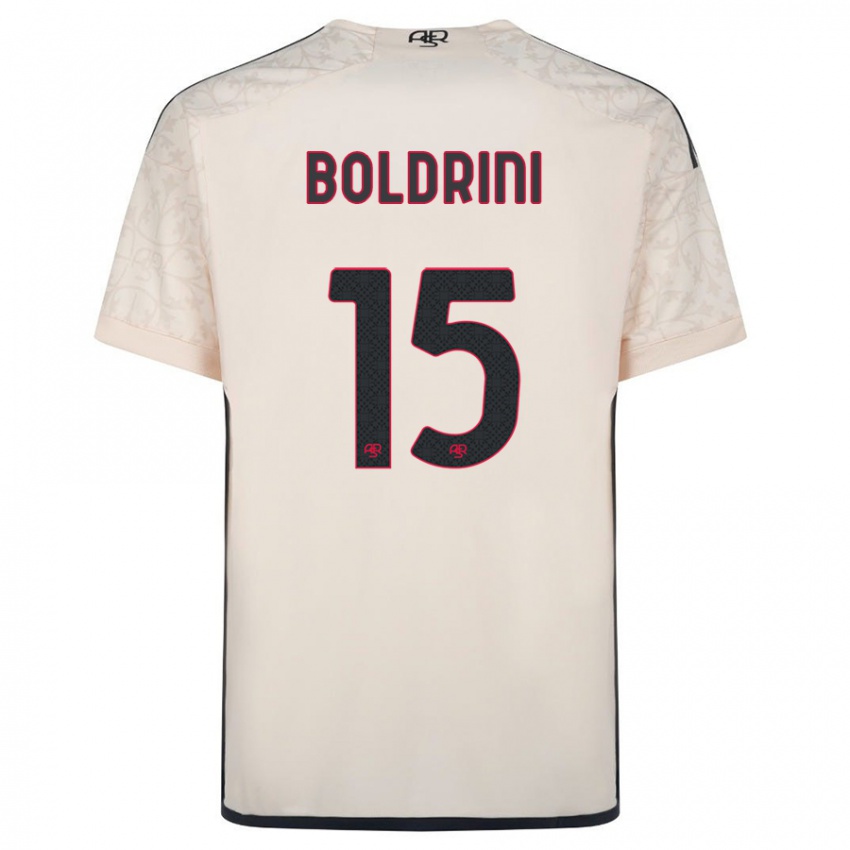Børn Mattia Boldrini #15 Råhvid Udebane Spillertrøjer 2023/24 Trøje T-Shirt