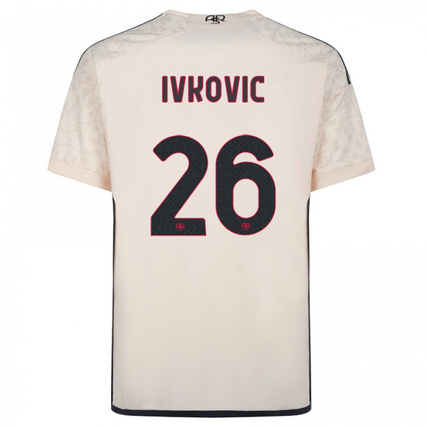 Børn Mate Ivkovic #26 Råhvid Udebane Spillertrøjer 2023/24 Trøje T-Shirt