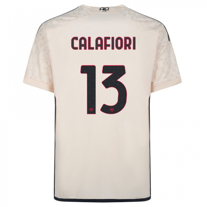Børn Riccardo Calafiori #13 Råhvid Udebane Spillertrøjer 2023/24 Trøje T-Shirt