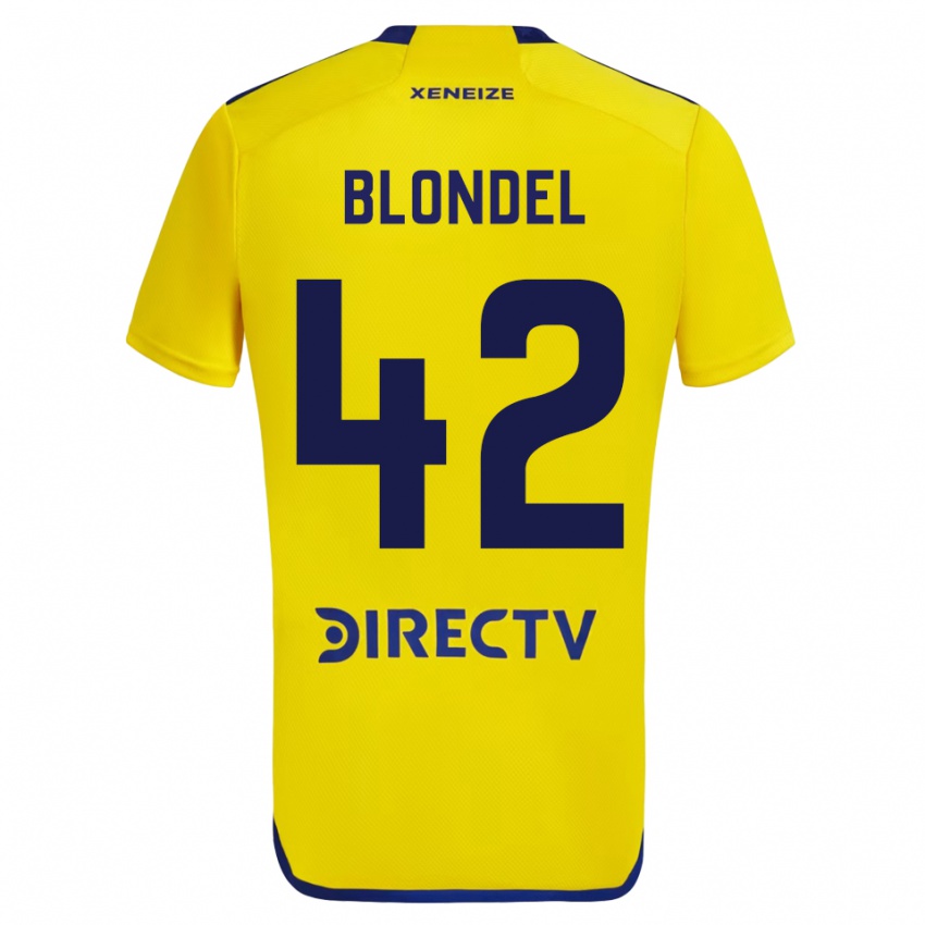 Børn Lucas Blondel #42 Gul Udebane Spillertrøjer 2023/24 Trøje T-Shirt