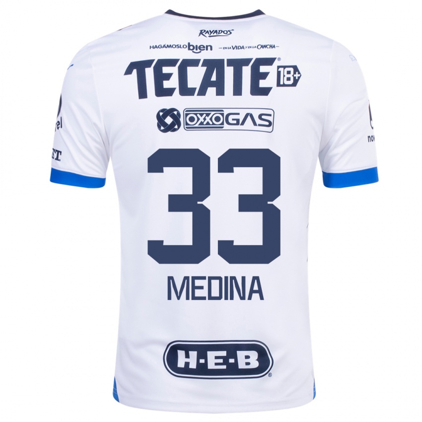 Børn Stefan Medina #33 Hvid Udebane Spillertrøjer 2023/24 Trøje T-Shirt