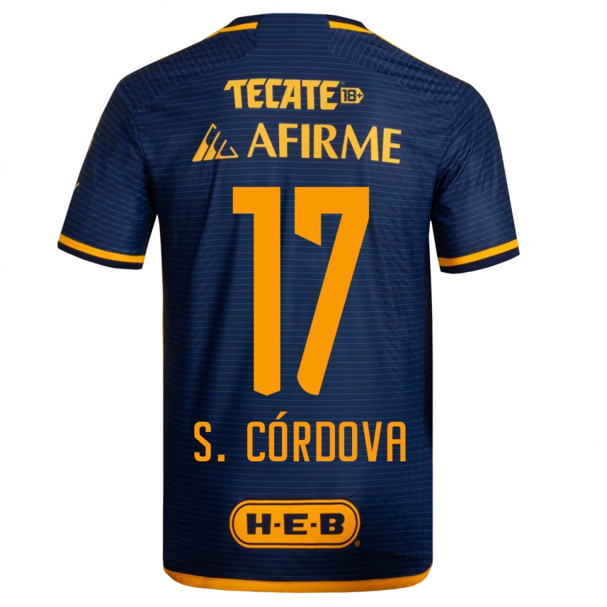 Børn Sebastian Cordova #17 Mørkeblå Udebane Spillertrøjer 2023/24 Trøje T-Shirt