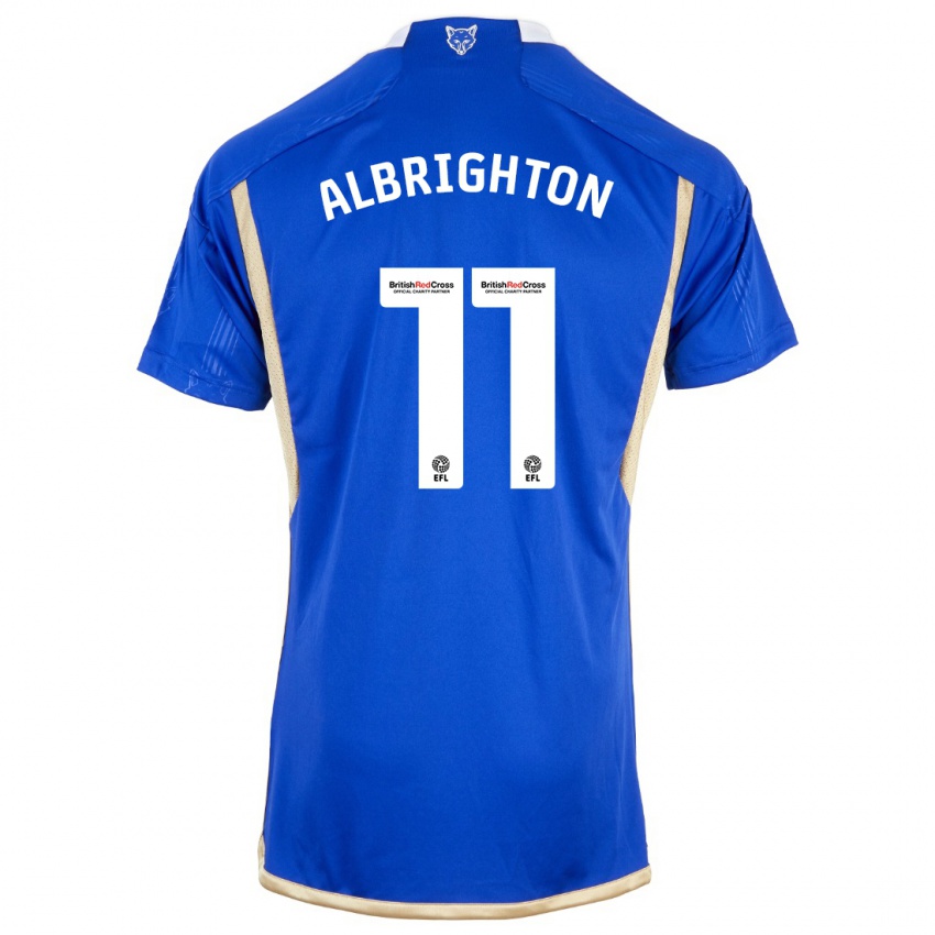 Mænd Marc Albrighton #11 Kongeblå Hjemmebane Spillertrøjer 2023/24 Trøje T-Shirt