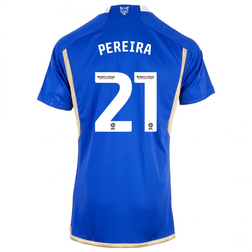 Mænd Ricardo Pereira #21 Kongeblå Hjemmebane Spillertrøjer 2023/24 Trøje T-Shirt