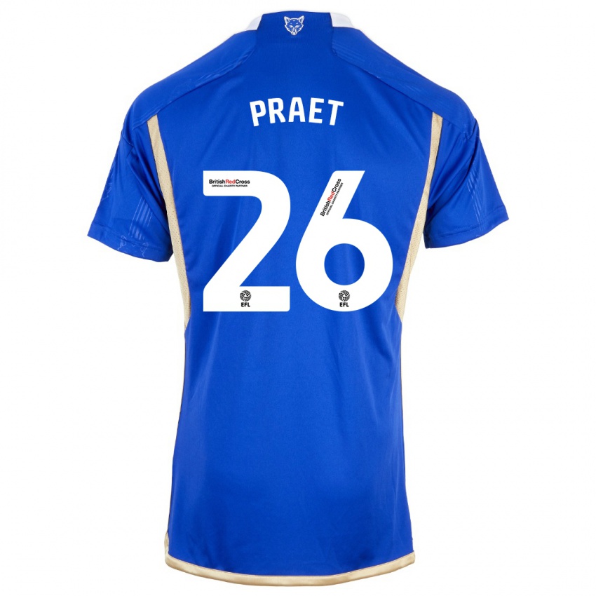 Mænd Dennis Praet #26 Kongeblå Hjemmebane Spillertrøjer 2023/24 Trøje T-Shirt