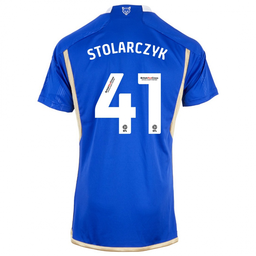 Mænd Jakub Stolarczyk #41 Kongeblå Hjemmebane Spillertrøjer 2023/24 Trøje T-Shirt
