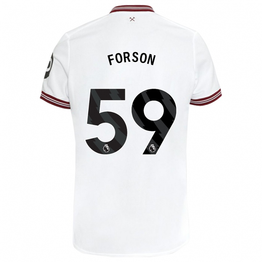Mænd Keenan Forson #59 Hvid Udebane Spillertrøjer 2023/24 Trøje T-Shirt