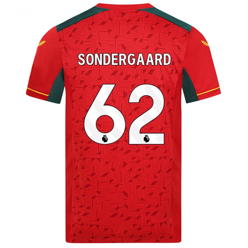 Mænd Andreas Sondergaard #62 Rød Udebane Spillertrøjer 2023/24 Trøje T-Shirt