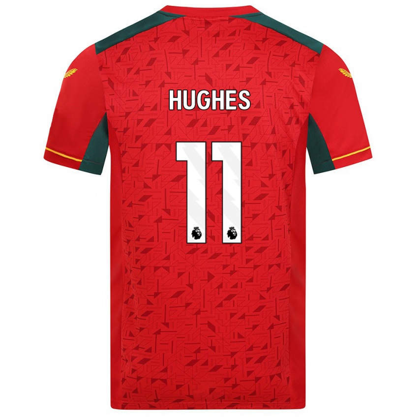 Mænd Amber Hughes #11 Rød Udebane Spillertrøjer 2023/24 Trøje T-Shirt