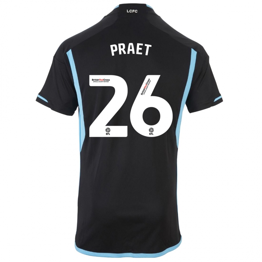 Mænd Dennis Praet #26 Sort Udebane Spillertrøjer 2023/24 Trøje T-Shirt
