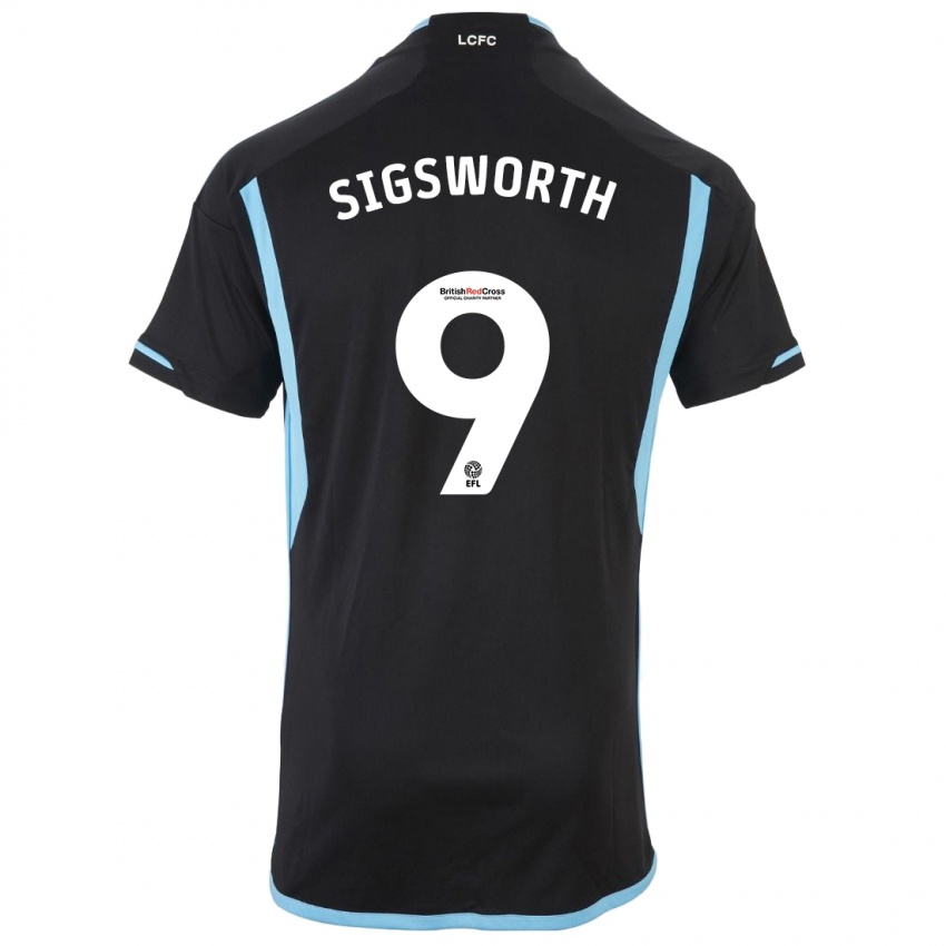 Mænd Jessica Sigsworth #9 Sort Udebane Spillertrøjer 2023/24 Trøje T-Shirt