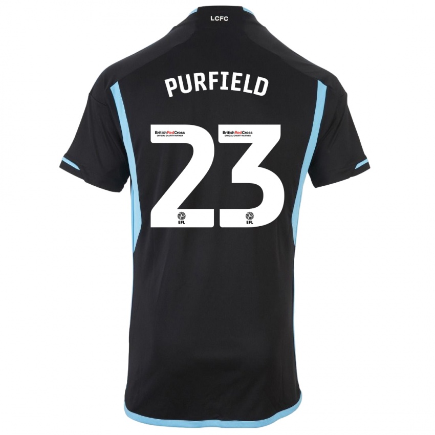 Mænd Jemma Purfield #23 Sort Udebane Spillertrøjer 2023/24 Trøje T-Shirt