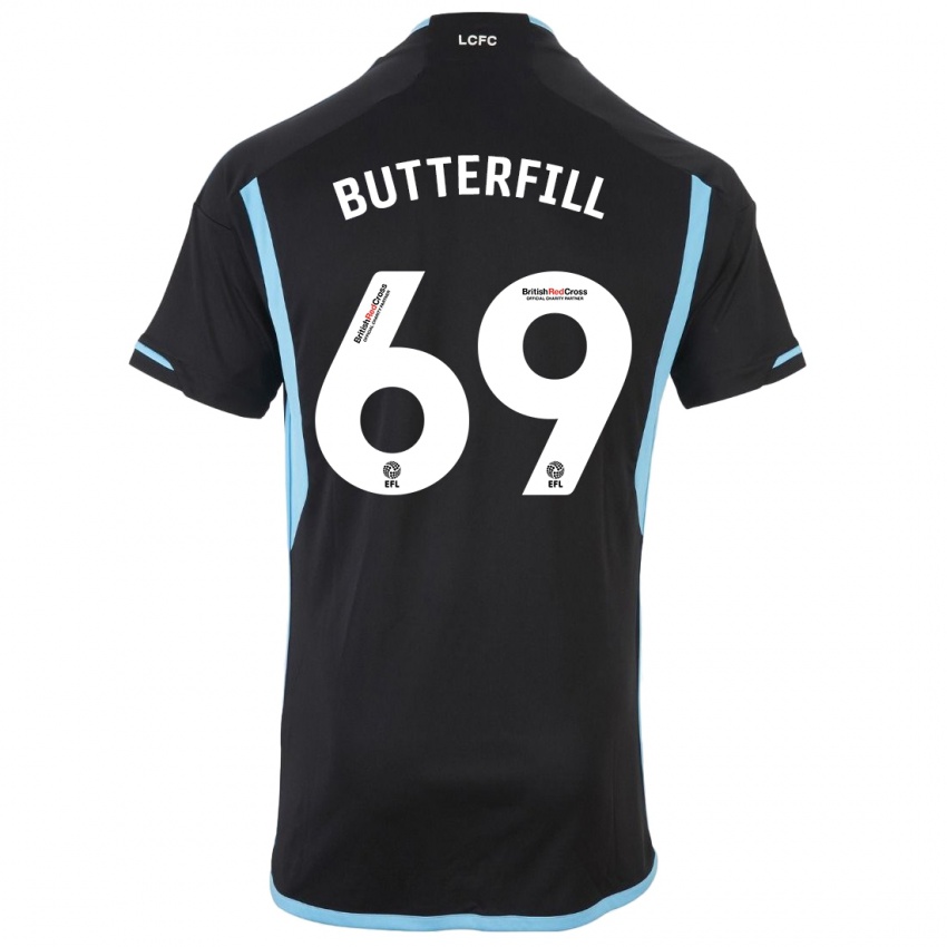 Mænd Jack Butterfill #69 Sort Udebane Spillertrøjer 2023/24 Trøje T-Shirt