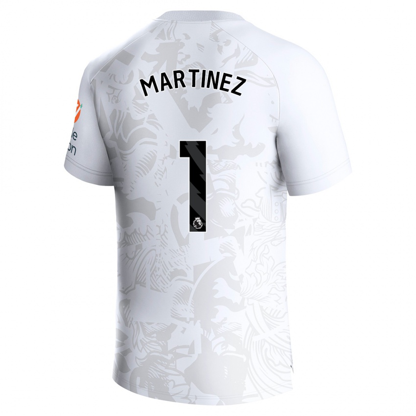 Mænd Emiliano Martinez #1 Hvid Udebane Spillertrøjer 2023/24 Trøje T-Shirt