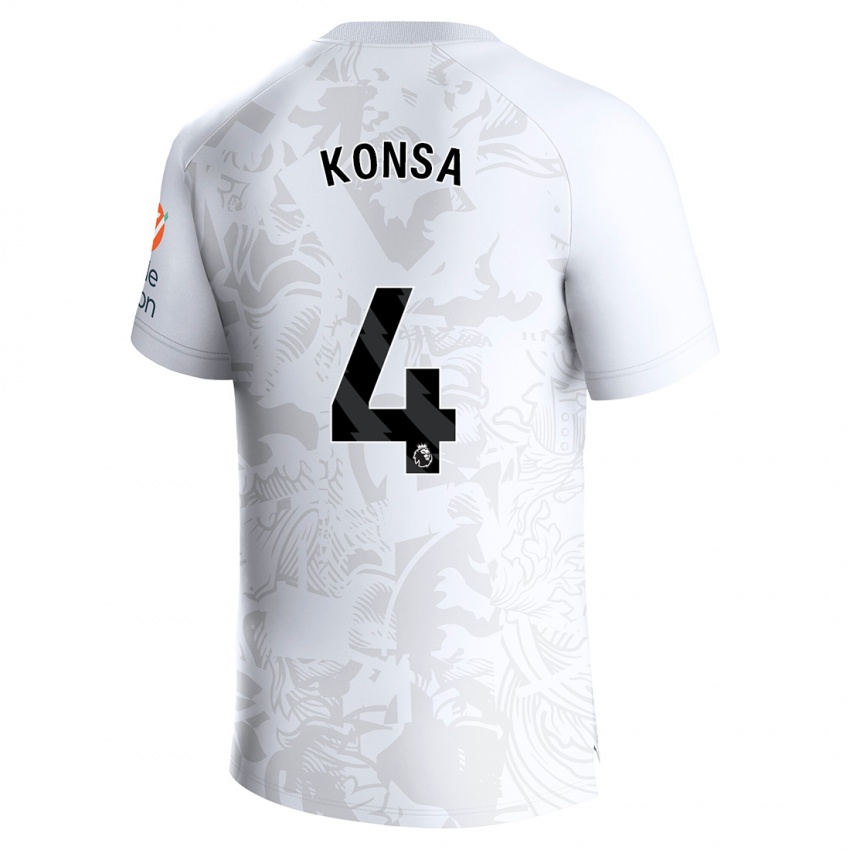 Mænd Ezri Konsa #4 Hvid Udebane Spillertrøjer 2023/24 Trøje T-Shirt