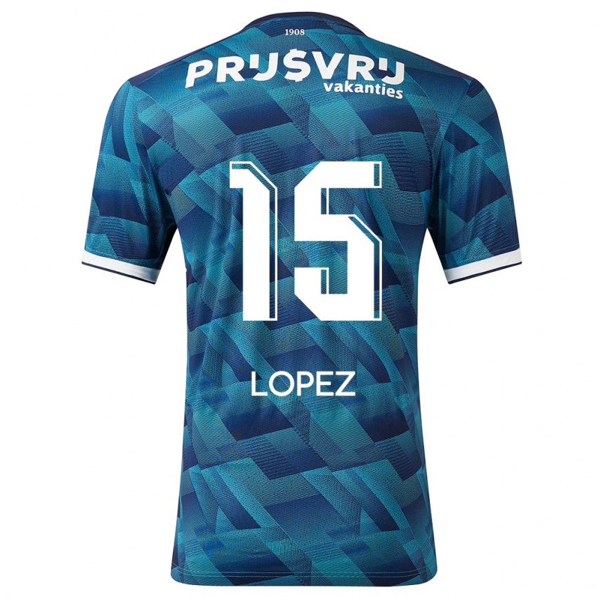 Mænd Marcos López #15 Blå Udebane Spillertrøjer 2023/24 Trøje T-Shirt