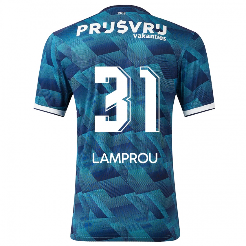 Mænd Kostas Lamprou #31 Blå Udebane Spillertrøjer 2023/24 Trøje T-Shirt
