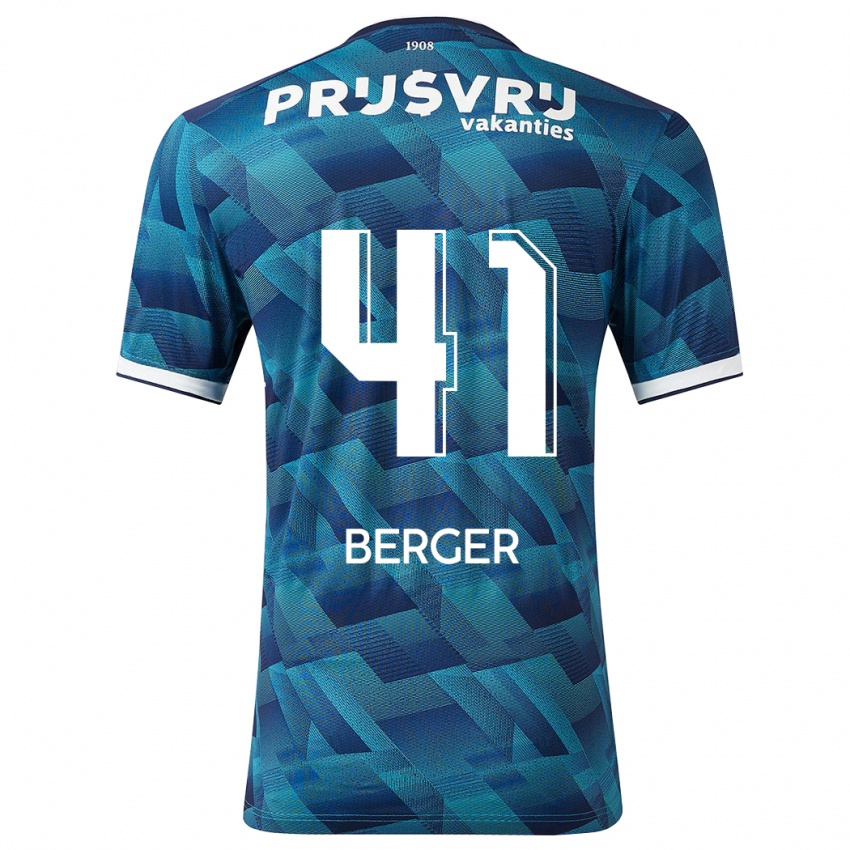 Mænd Mannou Berger #41 Blå Udebane Spillertrøjer 2023/24 Trøje T-Shirt
